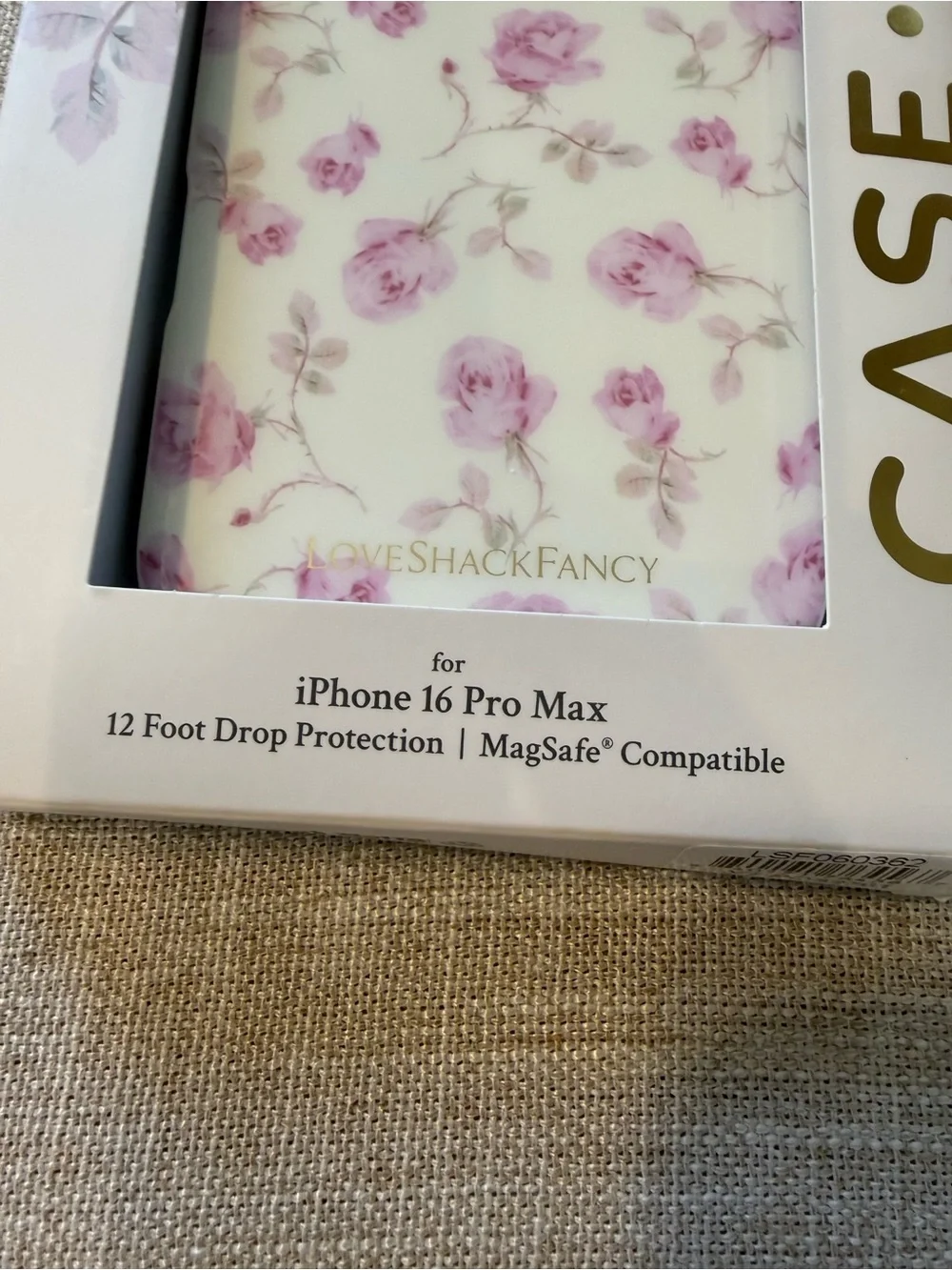 LoveShackFancy Cream Case with Pink Floral Print for iPhone 16 Pro Max